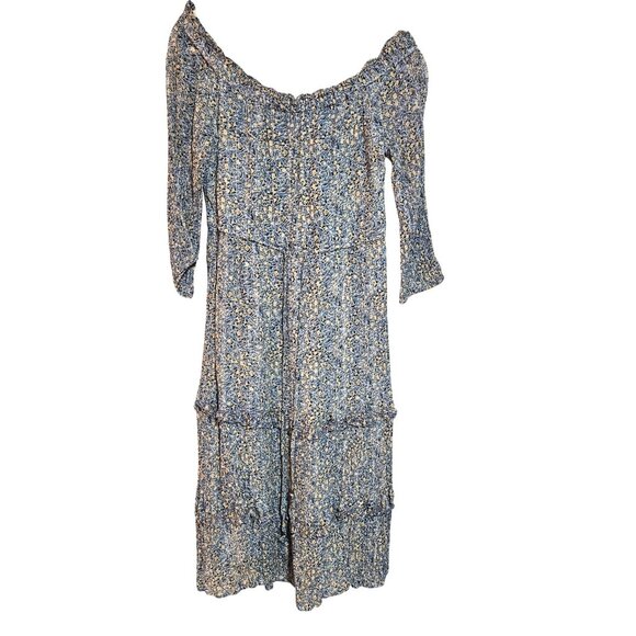 Anthropologie Women's Kira Off-Shoulder Blue Dress Cottage core Romantic Boho 8 - Picture 3 of 16